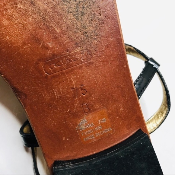 Coach Sierra Black Flower T-strap Sandals - Picture 6 of 7